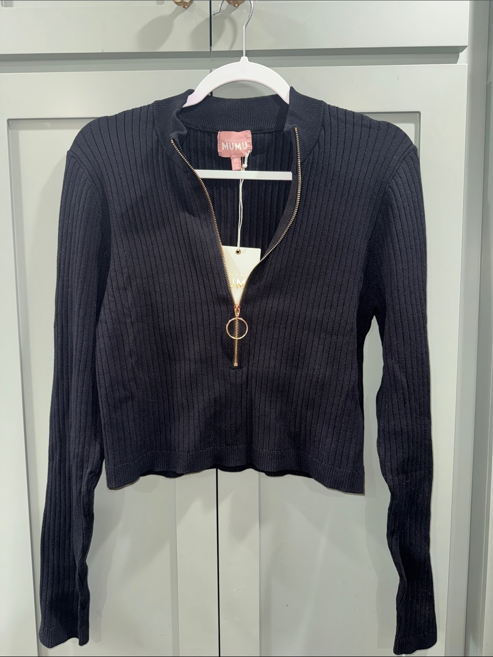Show Me Your MuMu Black Ribbed Half-Zip Pullover